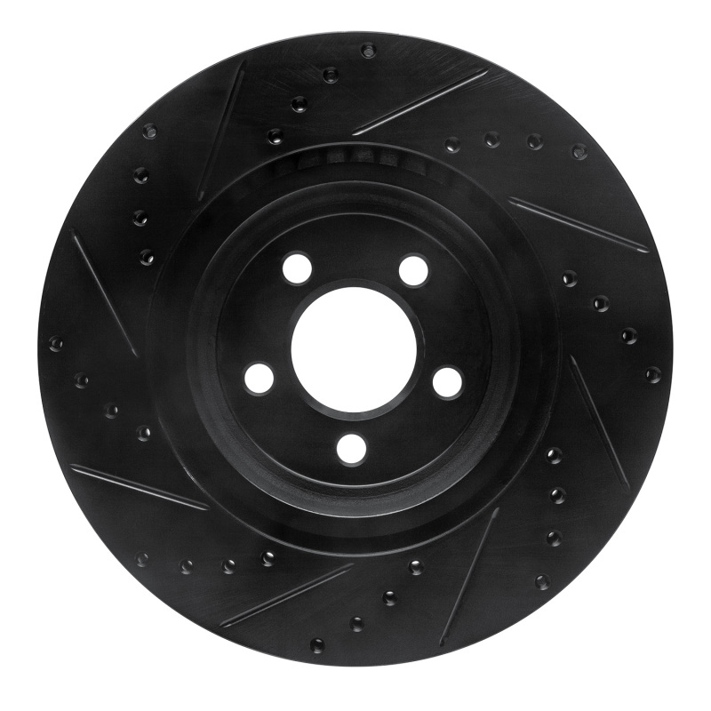 Chrysler 300 Brake Rotor (1) - Front Right - R1 Concepts - Drilled & Slotted - Black - `05-`23